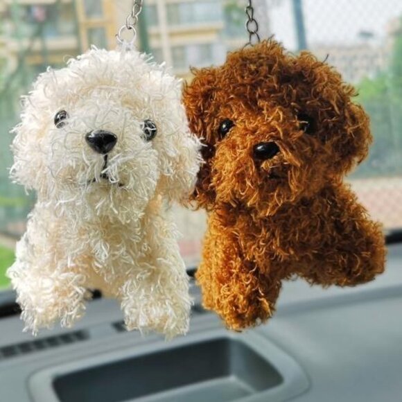 Puppy Dog Plush Bag Charm Keychain - White Pup - Picture 5 of 10